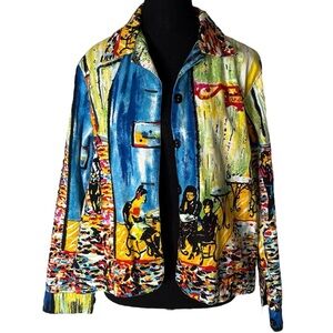 GRAFF BY UM COMPANY Multicolour Art Van Gogh Cafe Inspired Jacket Size Small